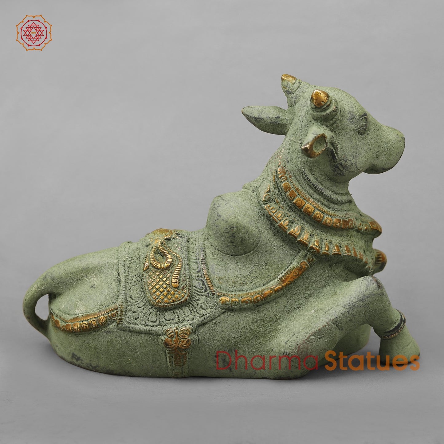 Brass Nandi Seated Fine, Green Patina Antique Finish 9.5”