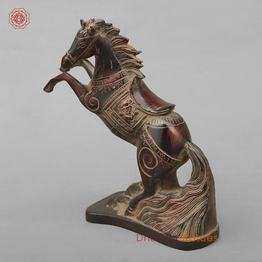 Brass Horse Jumping Showpiece, Copper Antique finish 8.5”