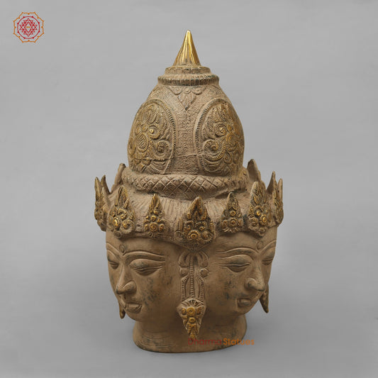Brass Shiva Head (Mukhlingam), Antique Finish 13”