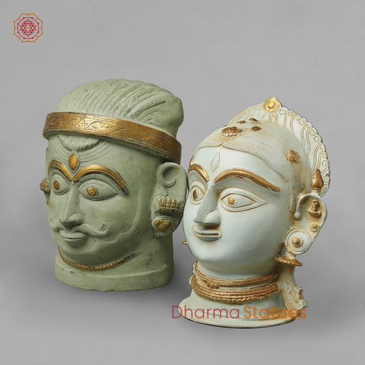 Brass Shiva,Parwati Head, Patina Finish 11.5”