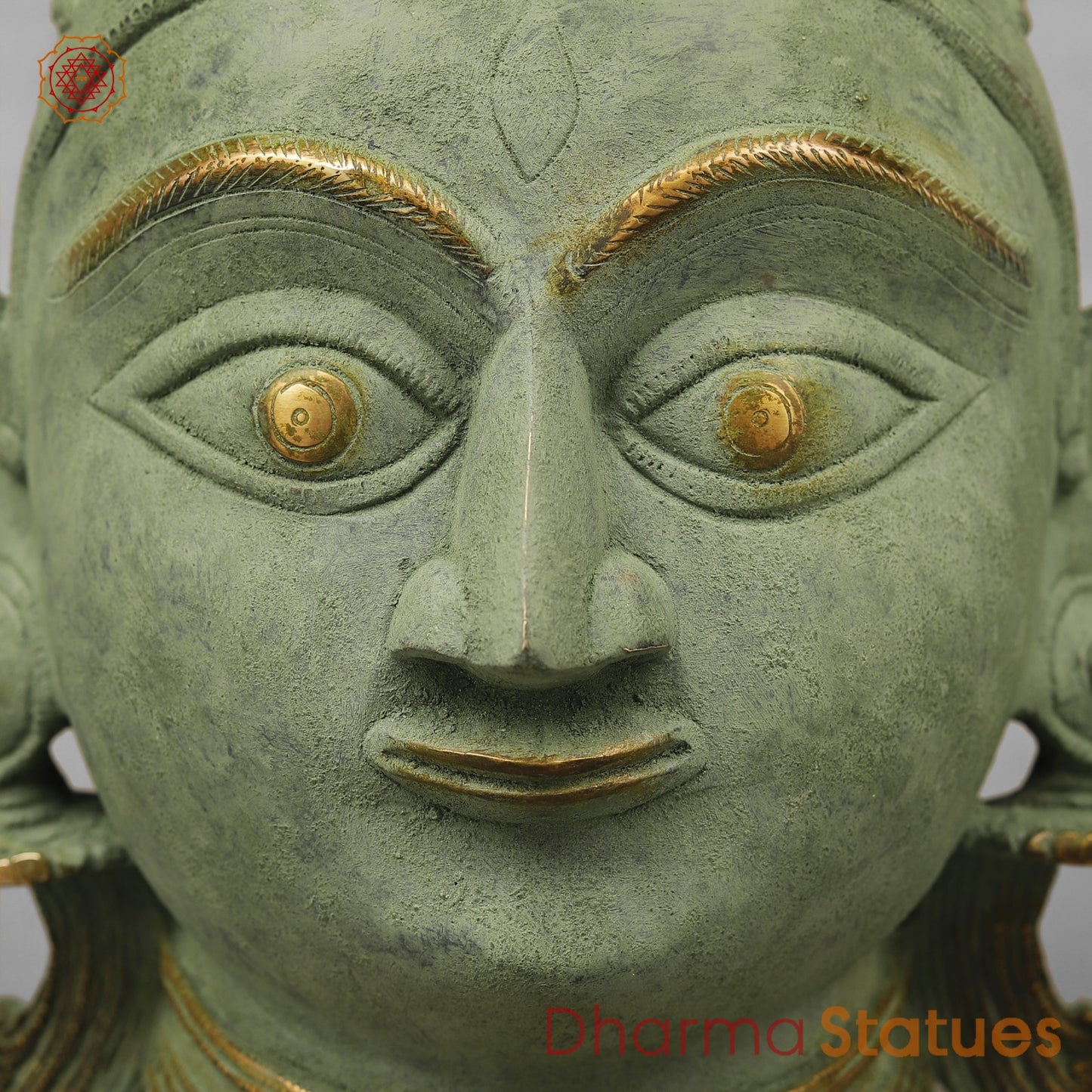 Brass Shiva,Parwati Head, Patina Finish 10”