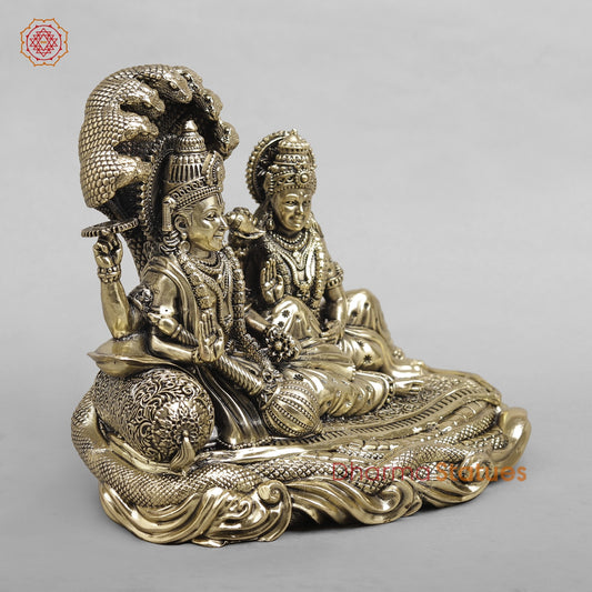 Brass Vishnu Lakshmi Resting Fine 8”