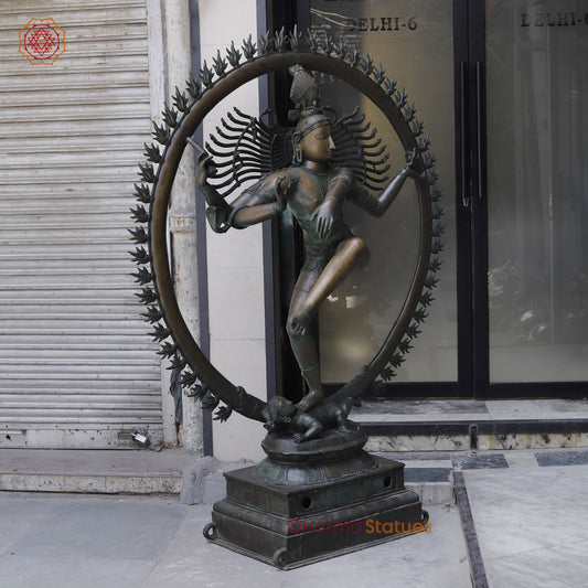 Bronze Masterpiece Natraj Dancing Large 73”, Natural Bronze Patina