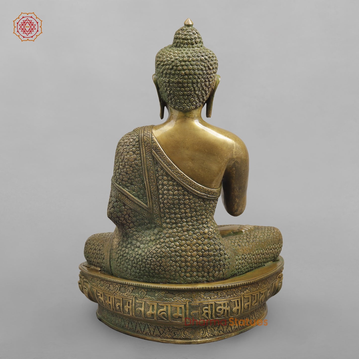 Brass Buddha seated Blessing Posture, Antique Patina Finish 22”