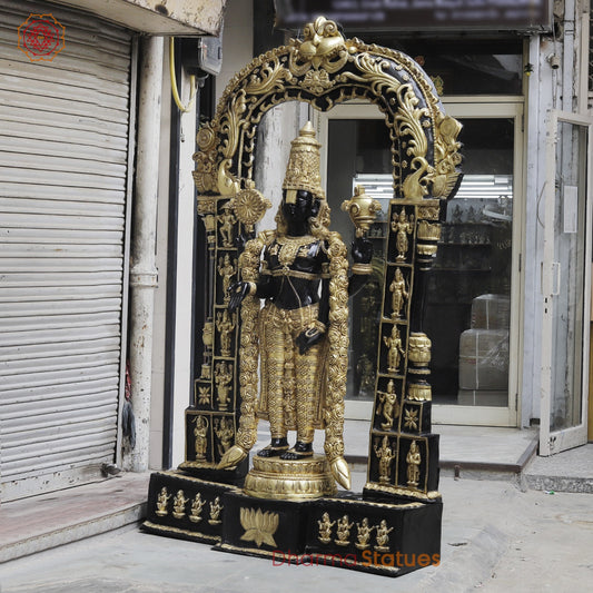 Brass Balaji Large with Dasvatar And Ashtlakshmi Arch Fine, Black And Gold Finish 92"