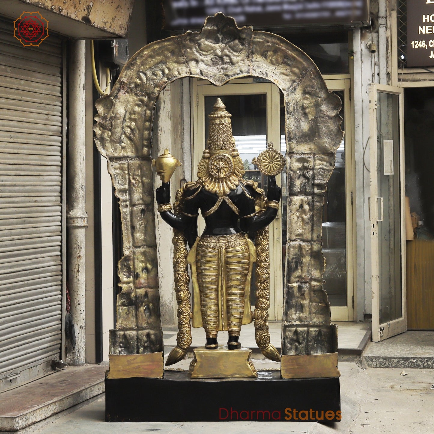Brass Balaji Large with Dasvatar And Ashtlakshmi Arch Fine, Black And Gold Finish 92"