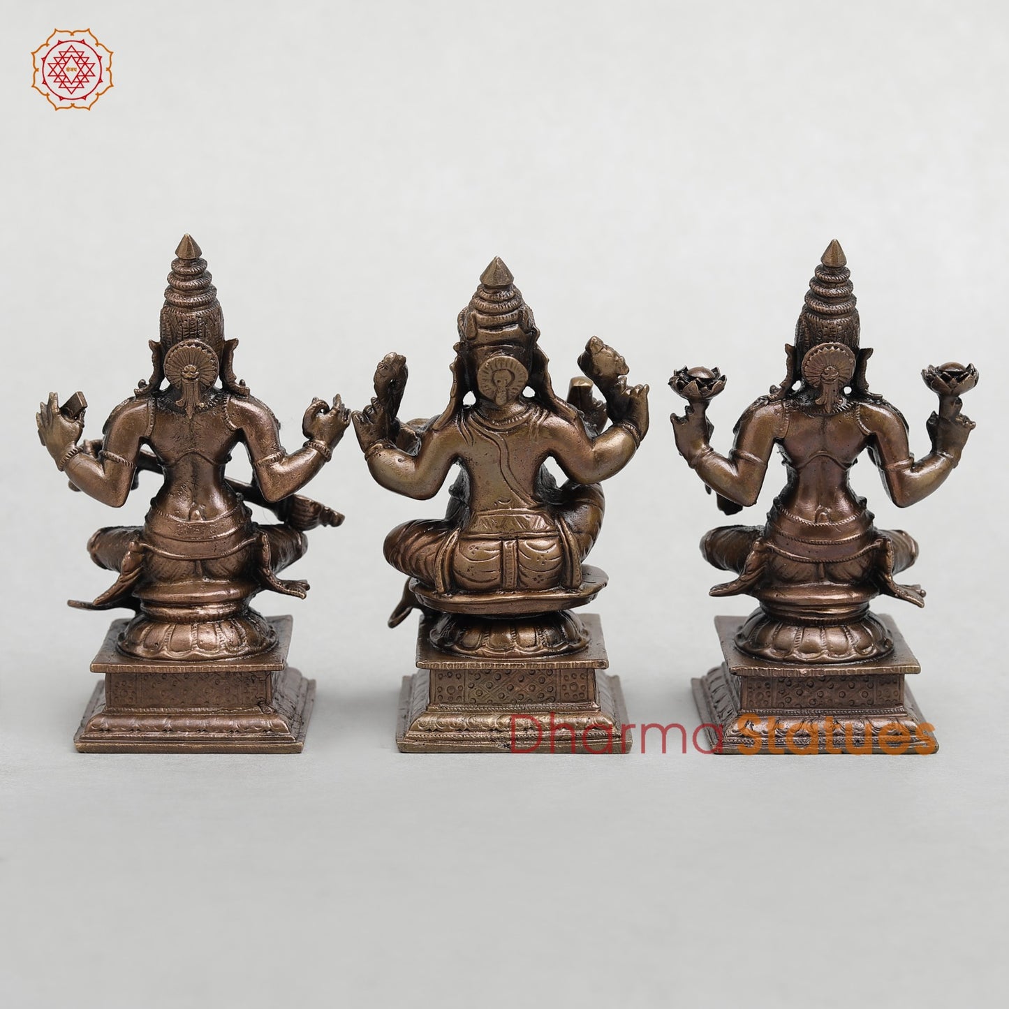 Copper Lakshmi Ganesh Saraswati set seated 4.5”