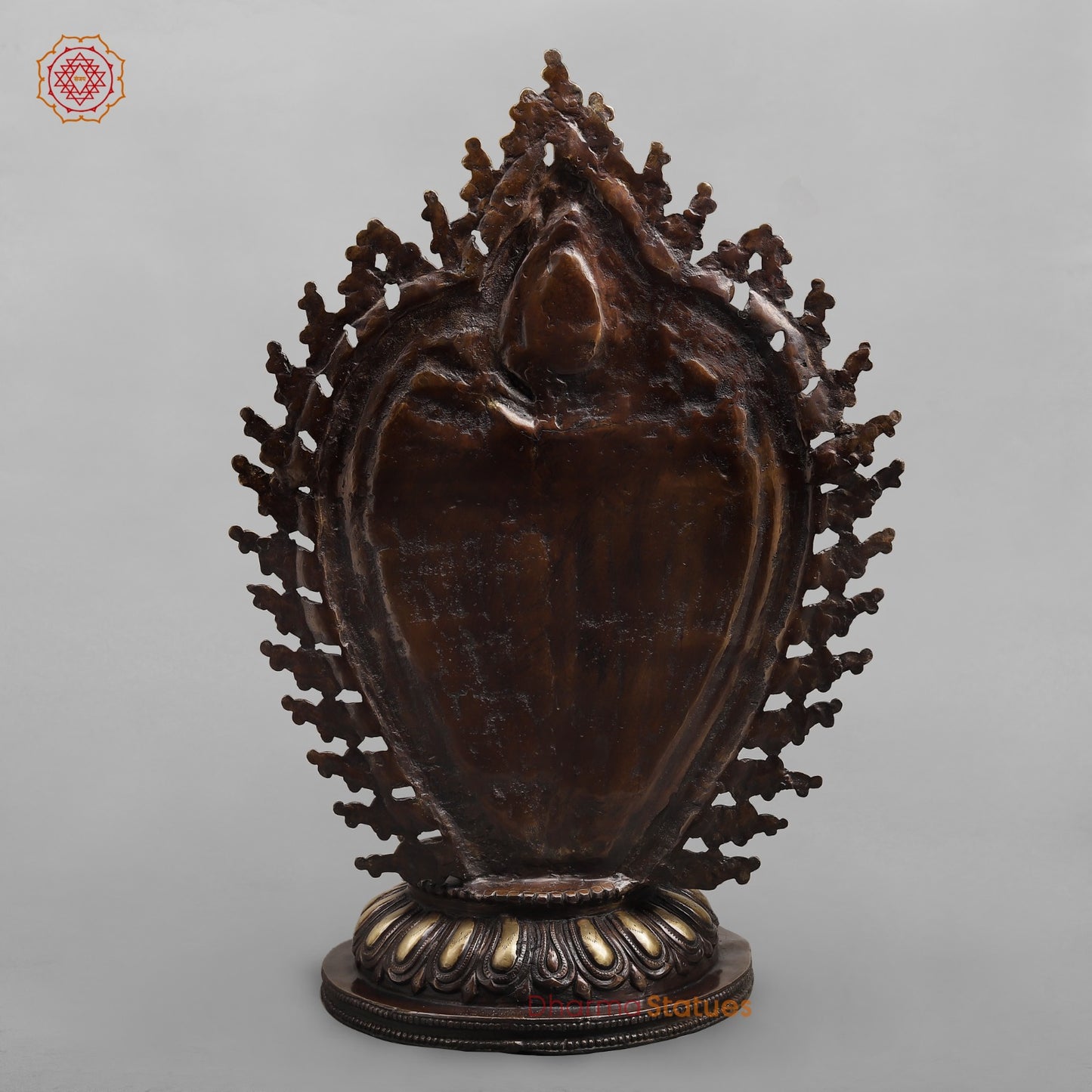 Brass Ganesh dancing With Many Hands on Rat Fine, Copper & Smooth Finish 31”