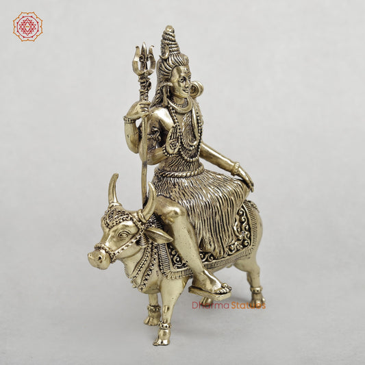 Brass Shiva Seated On Nandi Fine 6”