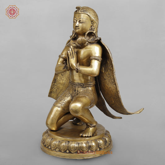 Brass Garuda seated Fine, Antique Finish 20”