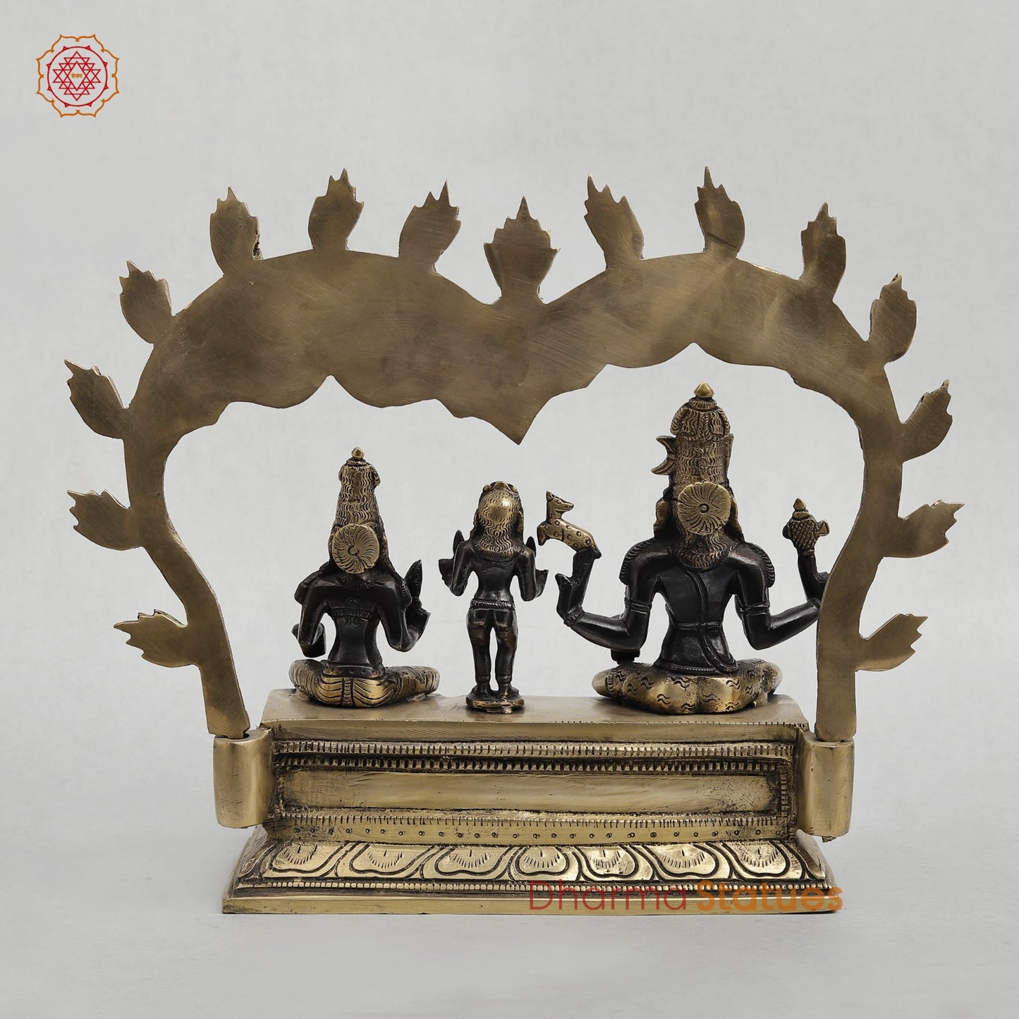 Brass Somdaskandar (Shiva Parwati with Kartik) Fine, Royal black Finish 11”