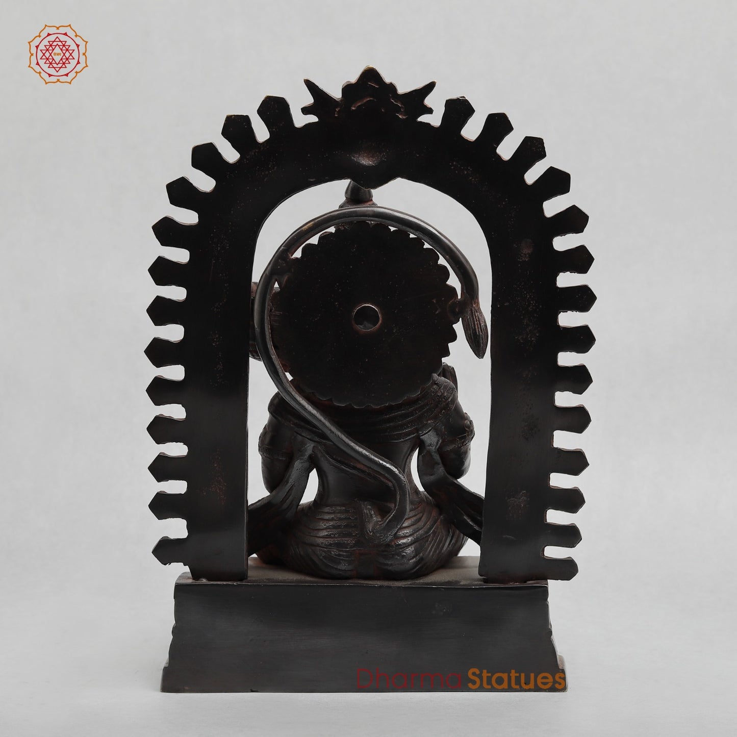 Brass Hanuman Seated with Frame Fine, Royal Black With Red Hues finish 11”
