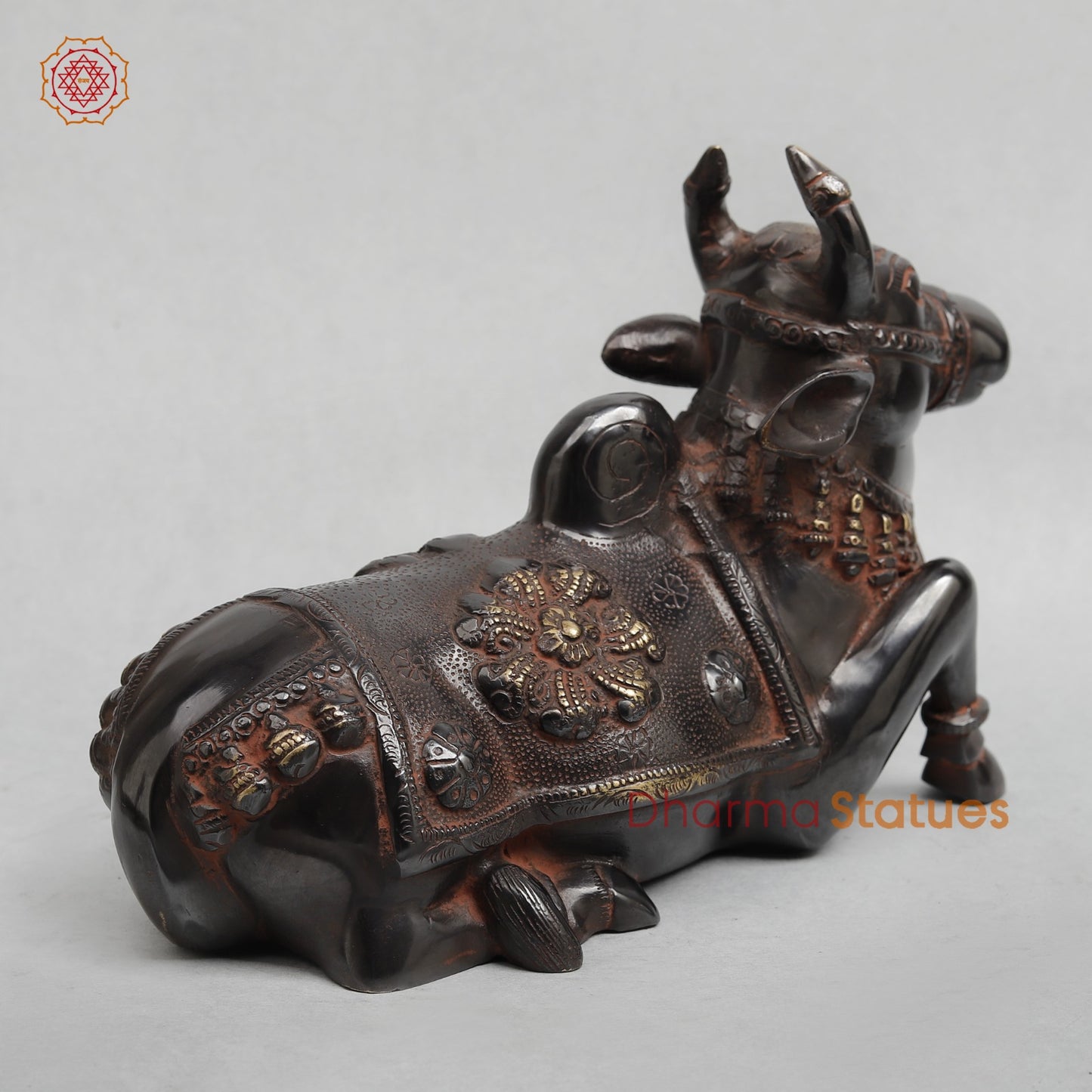 Brass Nandi saeted Fine, Royal Black With Red Hues Finish 10.5”