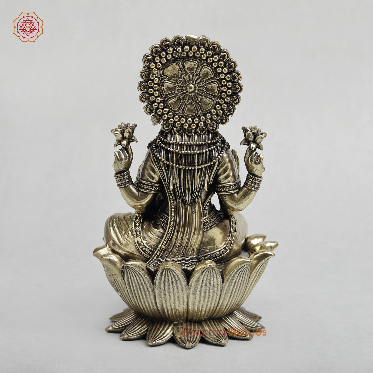 Brass Lakshmi Seated on Lotus Fine 7.5”