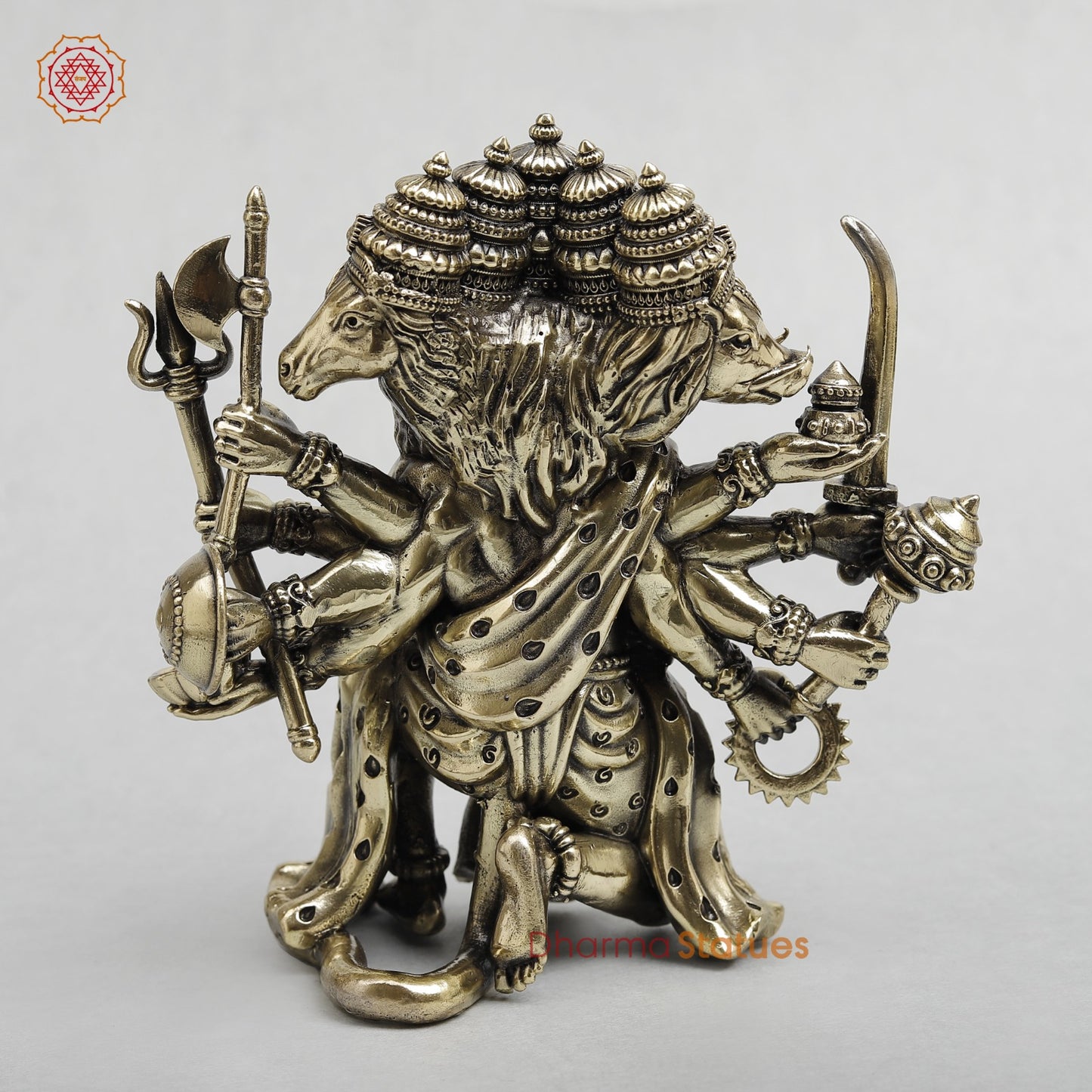 Brass Panchmukhi Hanuman Seated Fine 6”