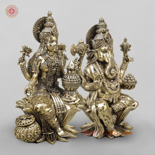 Brass Lakshmi Ganesh Saeted Fine 10”