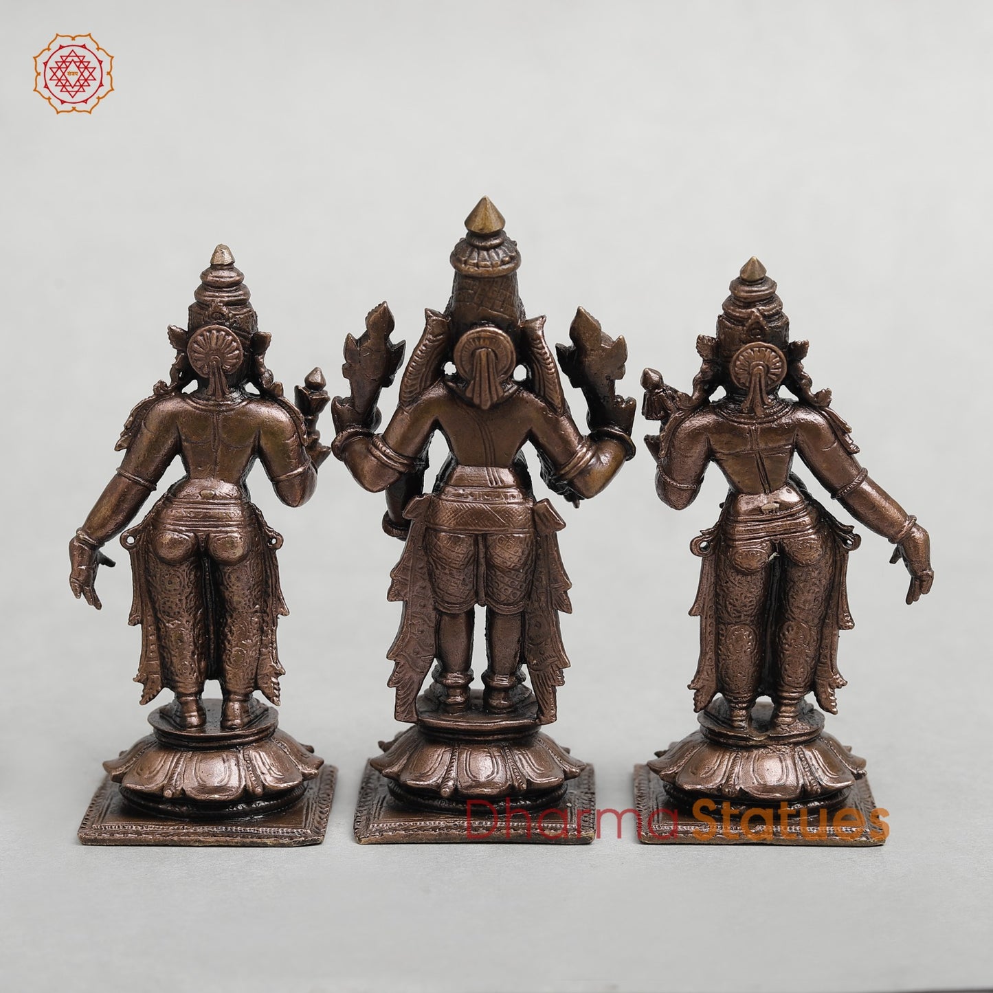 Copper Balaji with Sridevi and Bhudevi 4.5”