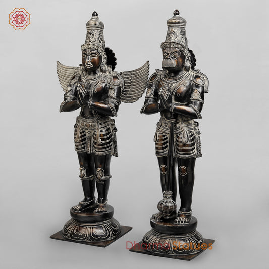 Brass Hanuman Garuda set Fine, Antique Finish 24”