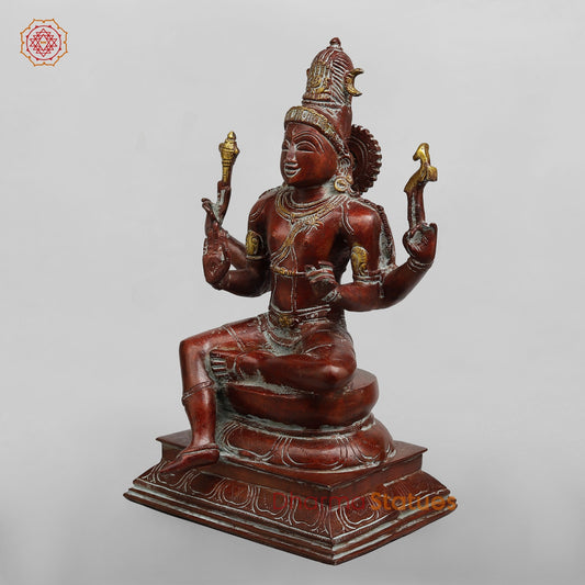 Brass Shiva Seated Fine, Red Copper Finish 15”