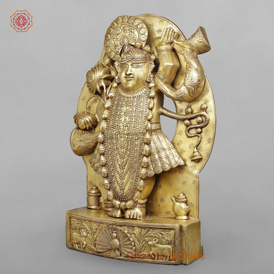 Brass Srinathji With Frame Fine, Speacial Gold Finish 36”