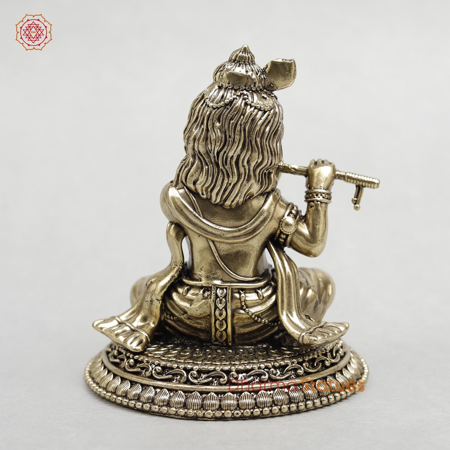 Brass Baby Krishna Playing flute Fine 5”