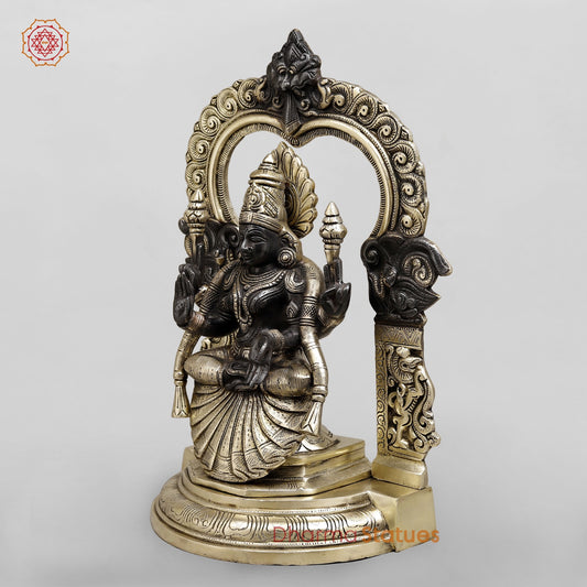 Brass Lakshmi seated (Padmavati) Fine, Black and Smooth Finish 17”