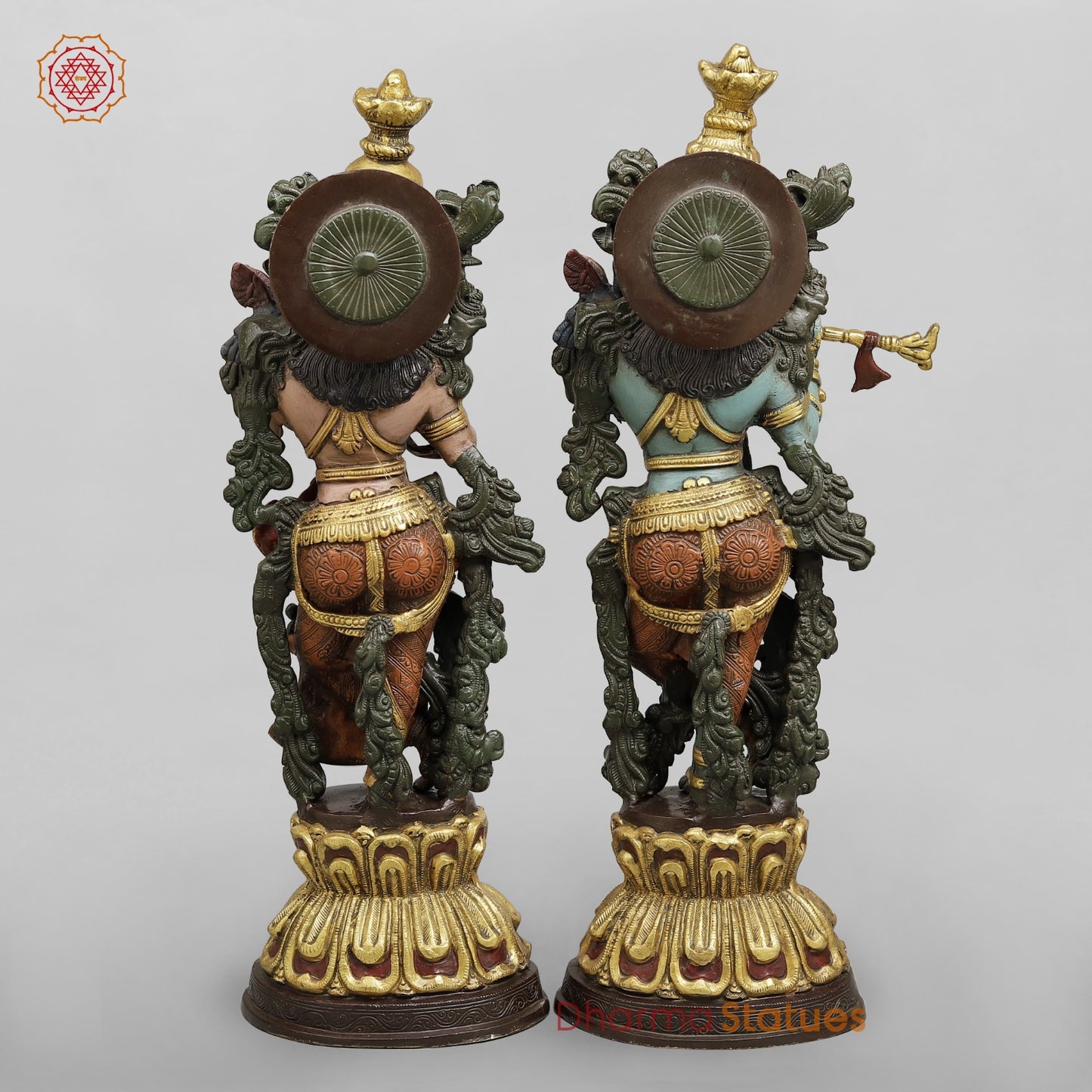 Brass Radha Krishna Standing Fine, Handpainted Finish 20”