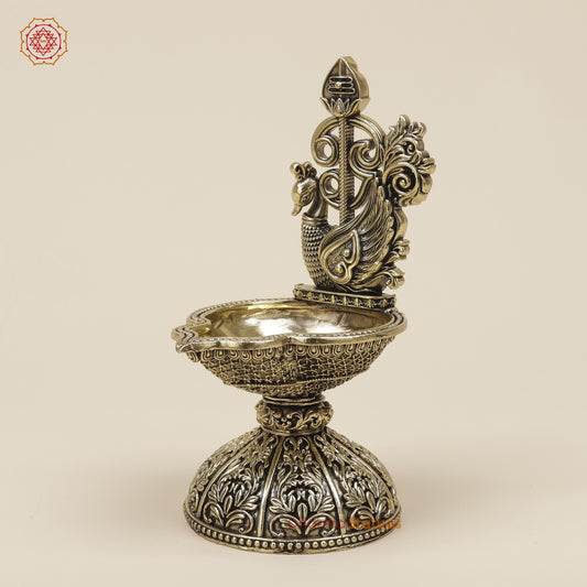 Brass Diya With Murugan Veil Fine 6.5”