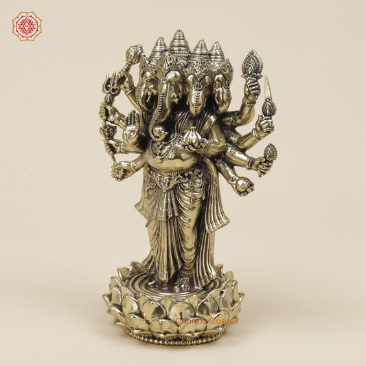 Brass Panchmukhi Ganesh Standing Fine 6”