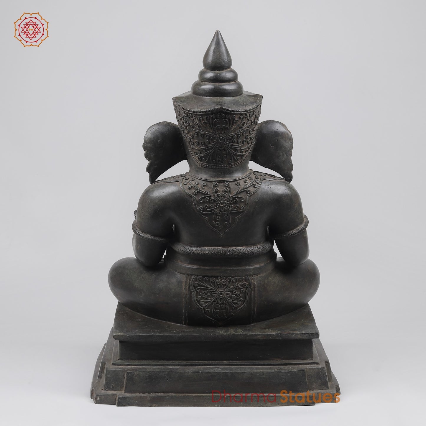 Bronze Ganesh Seated With Natural Agate Mala Fine, Natutral Patina 26” (One Of a Kind) Origin -Nakhom patonm, Thailand