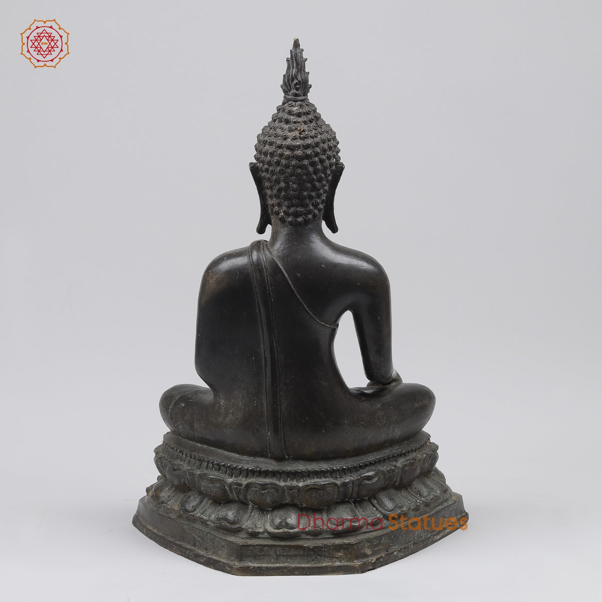 Bronze Thai Style Buddha seated Sakyamuni Fine, Black Antique finish 21” Origin - Nakhon Pathom, Thailand