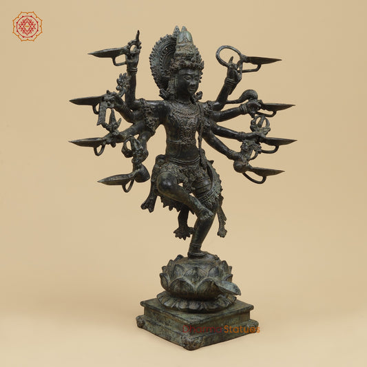 Bronze Dancing Krishna Holding 9 Diya Fine, Natural Patina 20” Origin - Java, Indonesia.