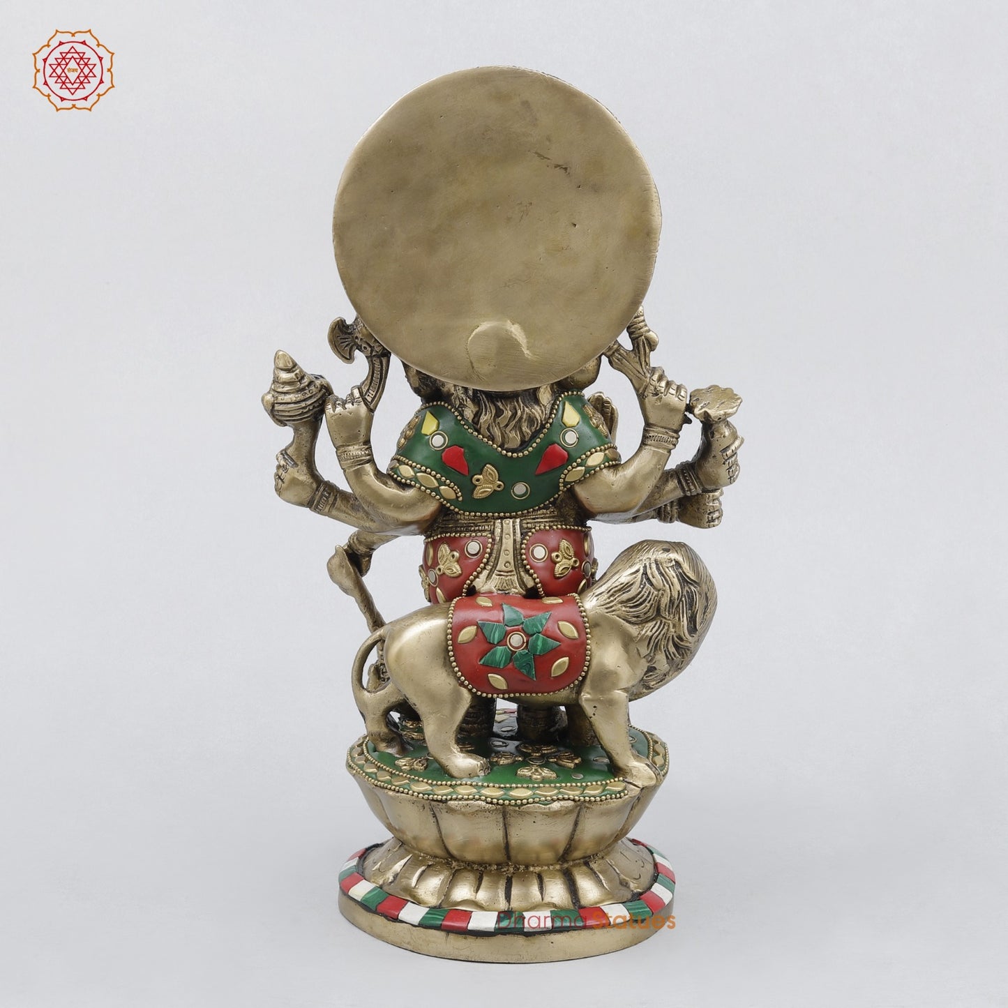 Brass Raksha Ganesh Fine, Stone work 11”