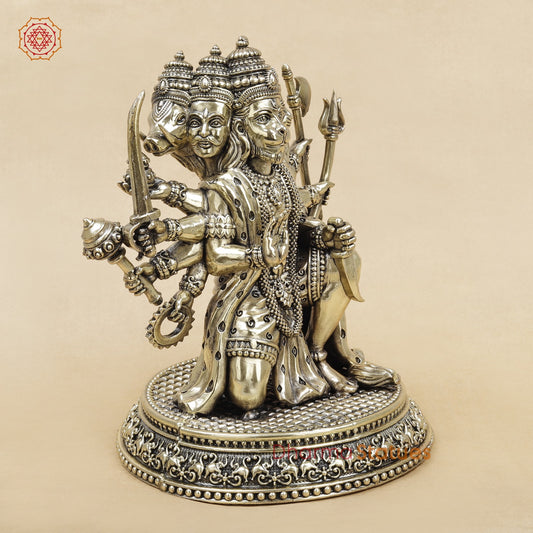 Brass Panchmukhi Hanuman Seated Fine 10”