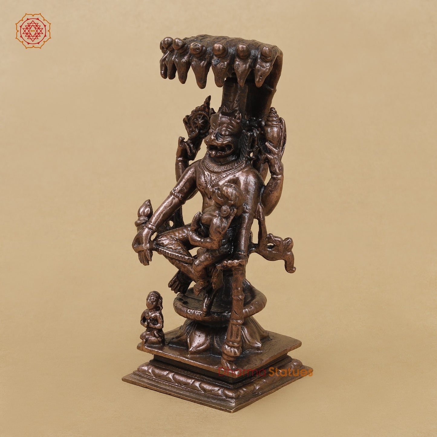 Copper Narsimha Lakshmi with Snake 5”