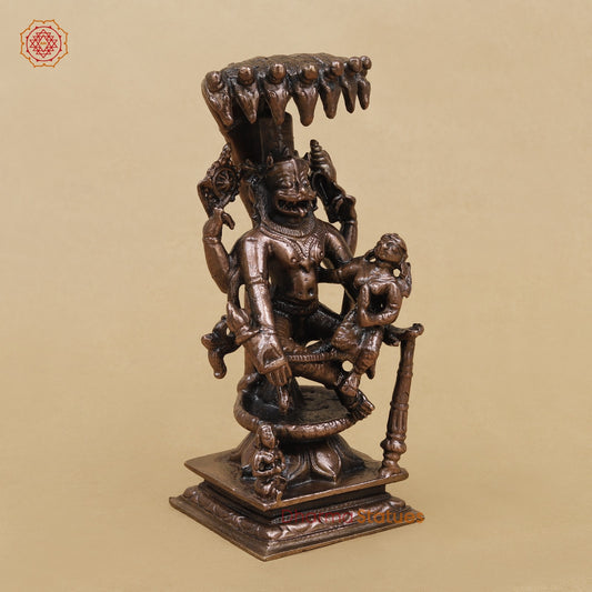 Copper Narsimha Lakshmi with Snake 5”