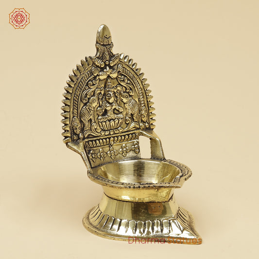 Brass Gaj Lakshmi Diya Fine 5”