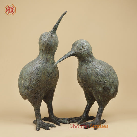 Bronze Kiwi Couple Set, Natural Patina 29” (Rare Find) Origin- Java, Indonesia