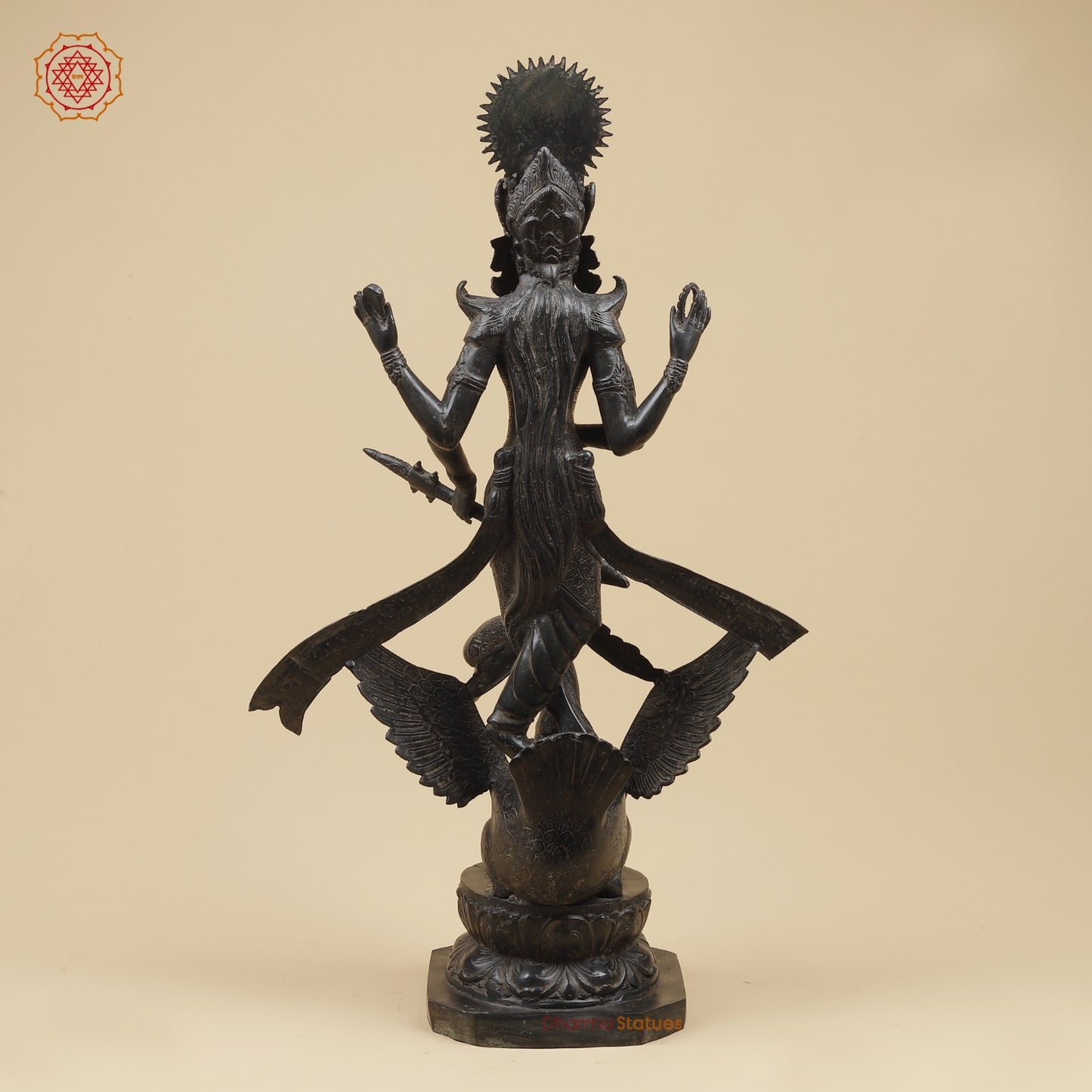 Bronze Saraswati On swan Fine, Natural Black Patina 31”