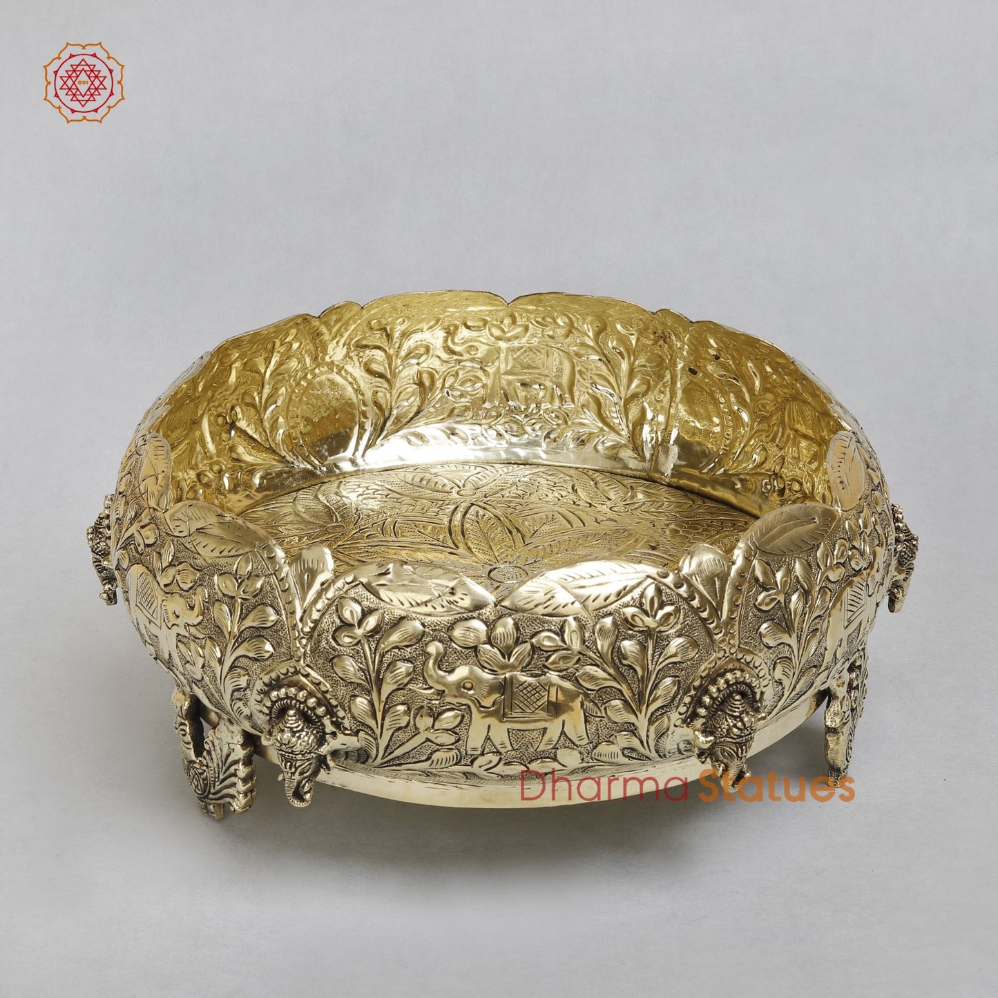 Brass Auspicious Ganesh Urli Bowl Fine 9”