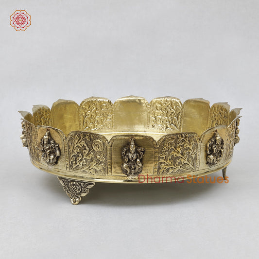 Brass Auspicious fine Ashtlakshmi Urli 13”