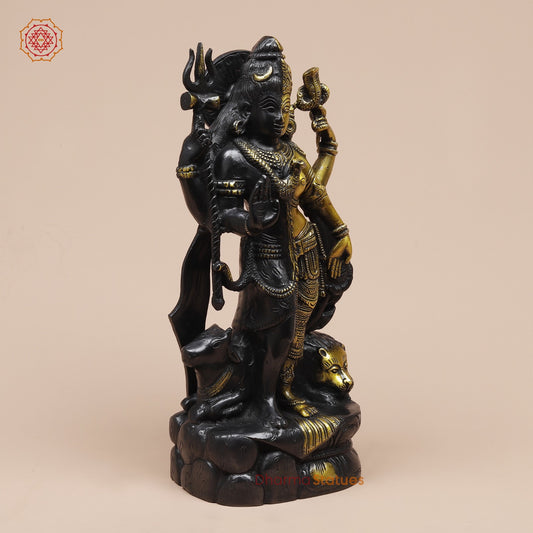Brass Ardhanarishwar Standing Fine, Dual Tone 13”