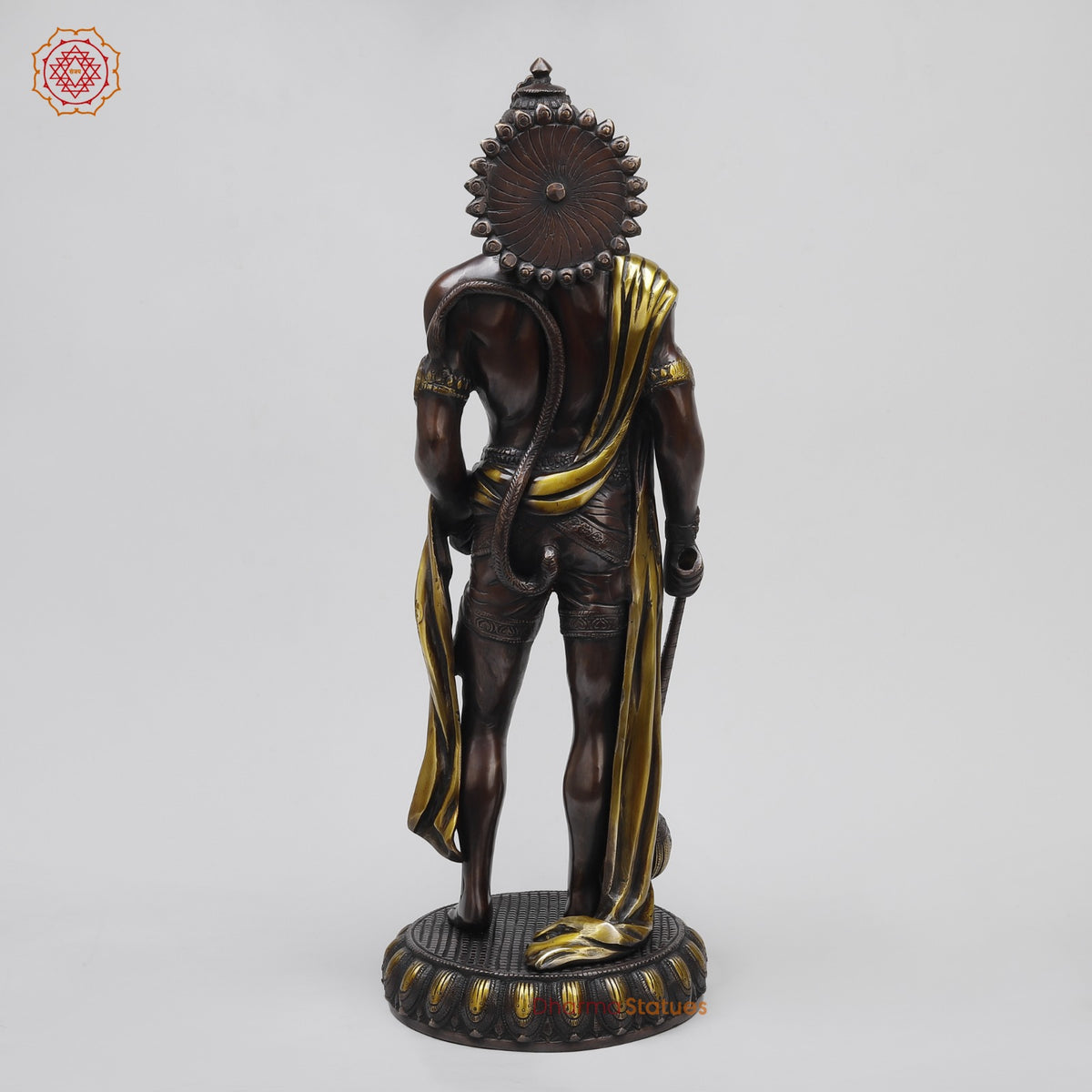 Brass Hanuman Standing Fine, Copper and Gold Finish 23”