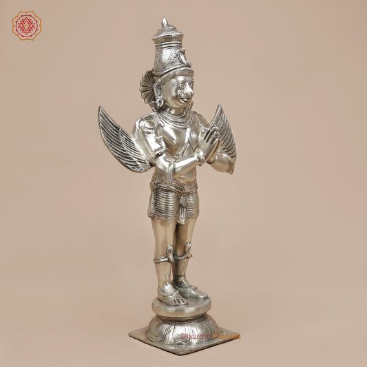 Brass Garuda Standing Fine, Silver Coated 22”