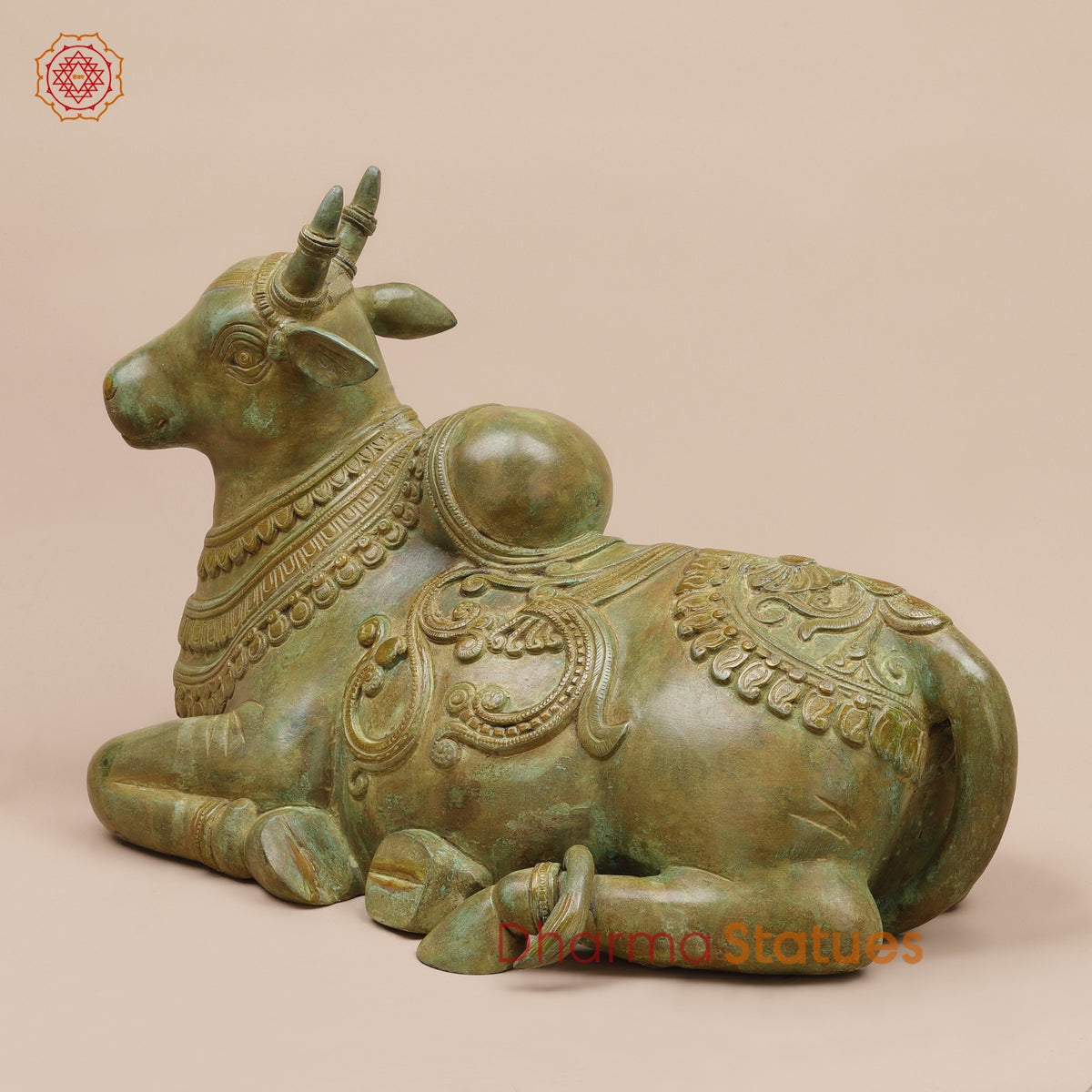 Brass Nandi Seated Fine, Natural Green Patina 17”
