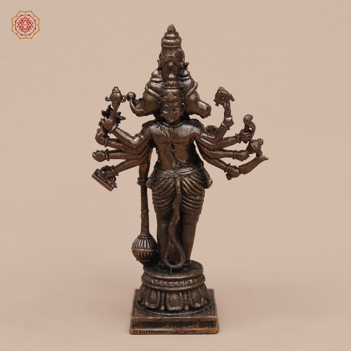 Copper Panchmukhi Hanuman Standing Fine 5”