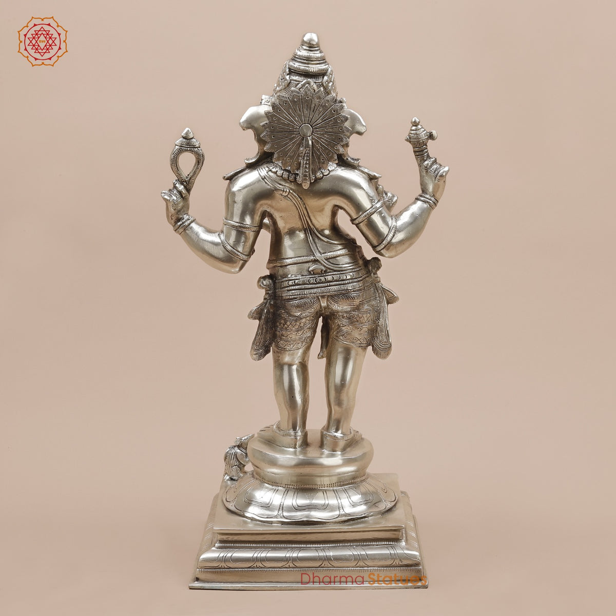 Brass Ganesh Standing Fine, Silver Coated 19”