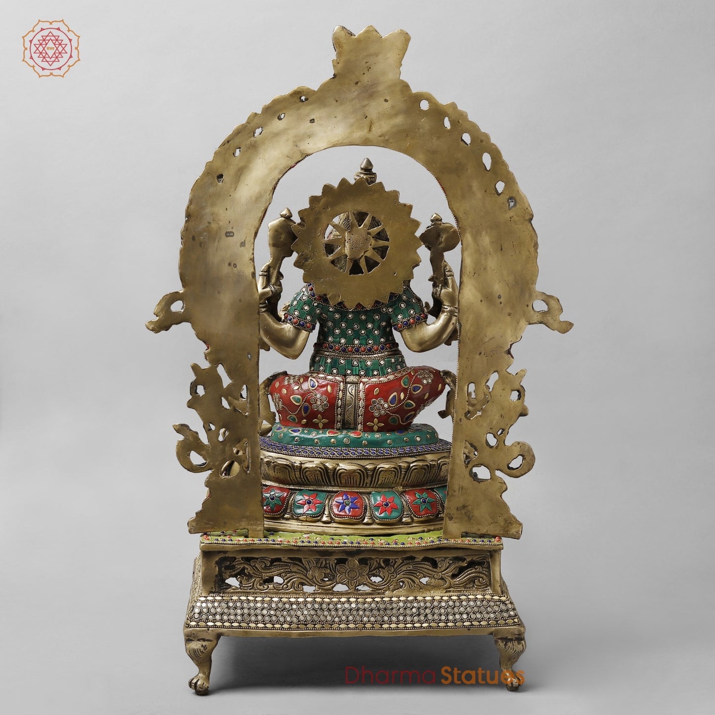 Brass Lord Ganesha on Royal Throne Stone Studded 26.5”