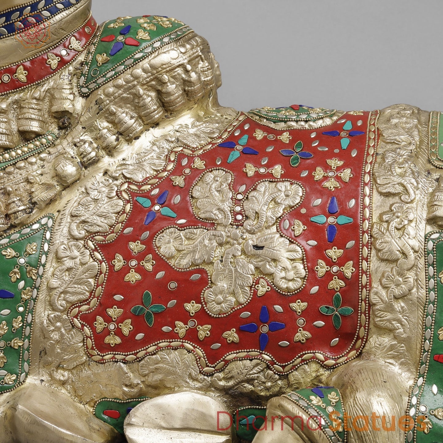 Brass Nandi Seated , Floral Stone Work 22” ( Exclusive )