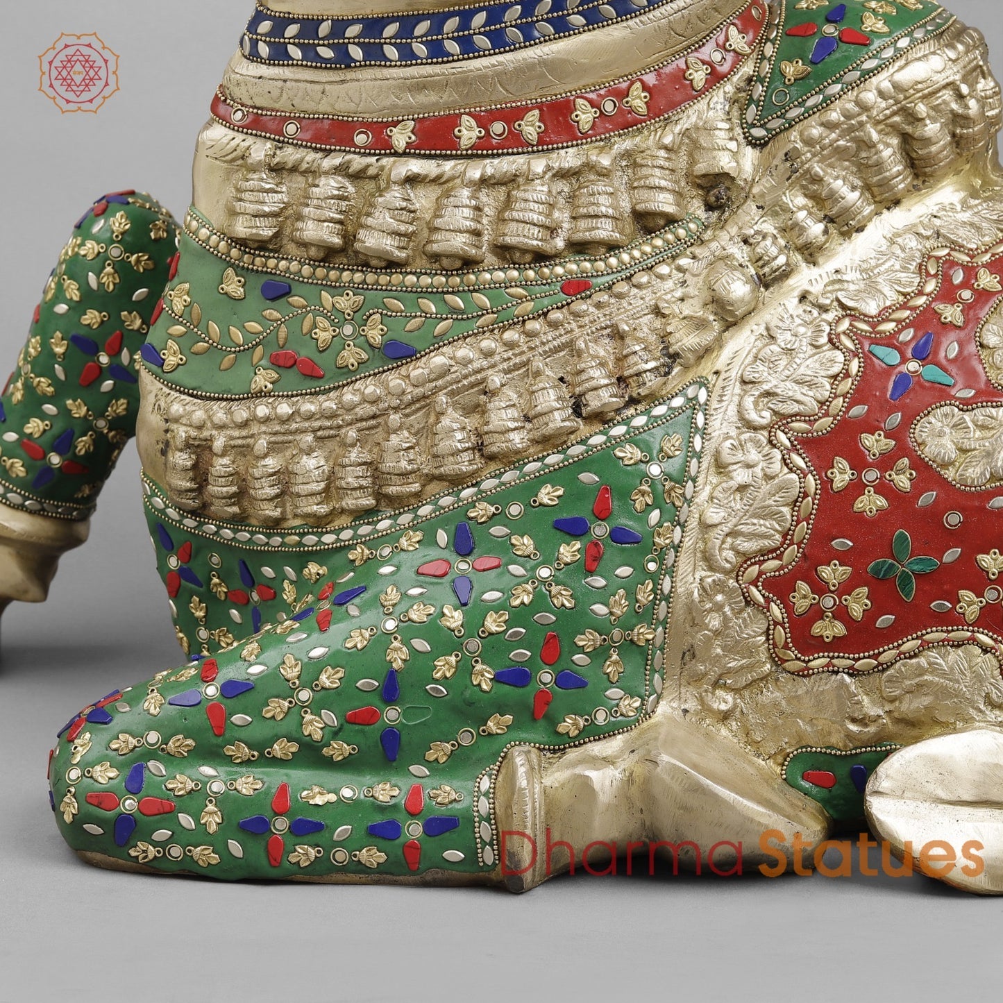Brass Nandi Seated , Floral Stone Work 22” ( Exclusive )